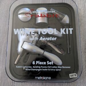 Rabbit Wine Tool Kit - 6 piece Corkscrew, Aerator, Foil Cutter, Sealer, Pourer